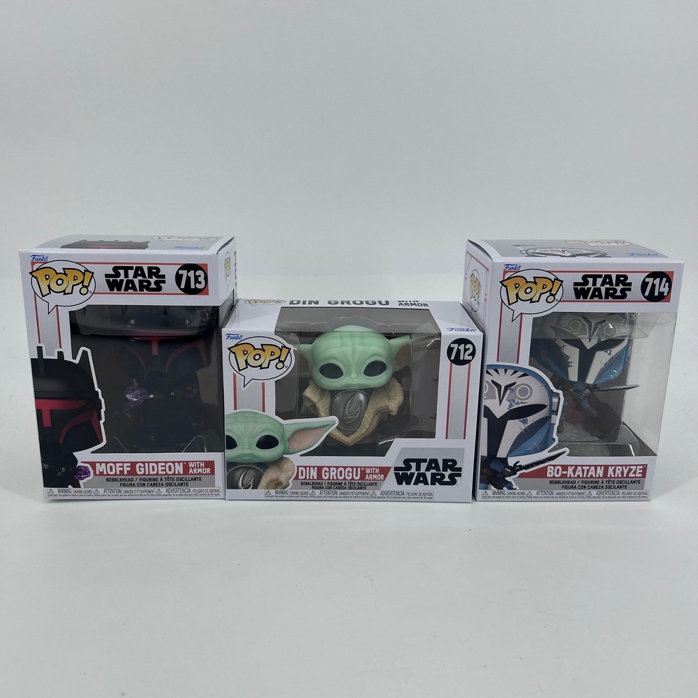 Funko Pop Star Wars Mandalorian Bundle Grogu 712 Gideon 713 Bo-Katan 714